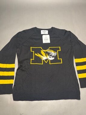 NWT Missouri Tigers Mizzou Black & Yellow Crewneck Sweater with Tiger Logo
